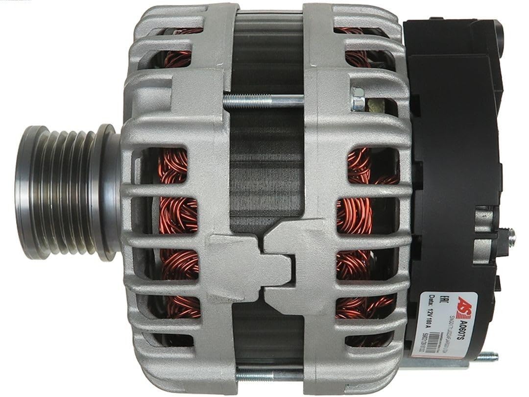AS-PL Alternador A0607S 180A generador con polea de rueda libre Compatible con VW Golf 7 Hatchback 5G1, BQ1, BE1, BE2 Passat B8 Variant 3G5, CB5 Passat B7 Variant 365, SKODA Octavia III Combi 5E5