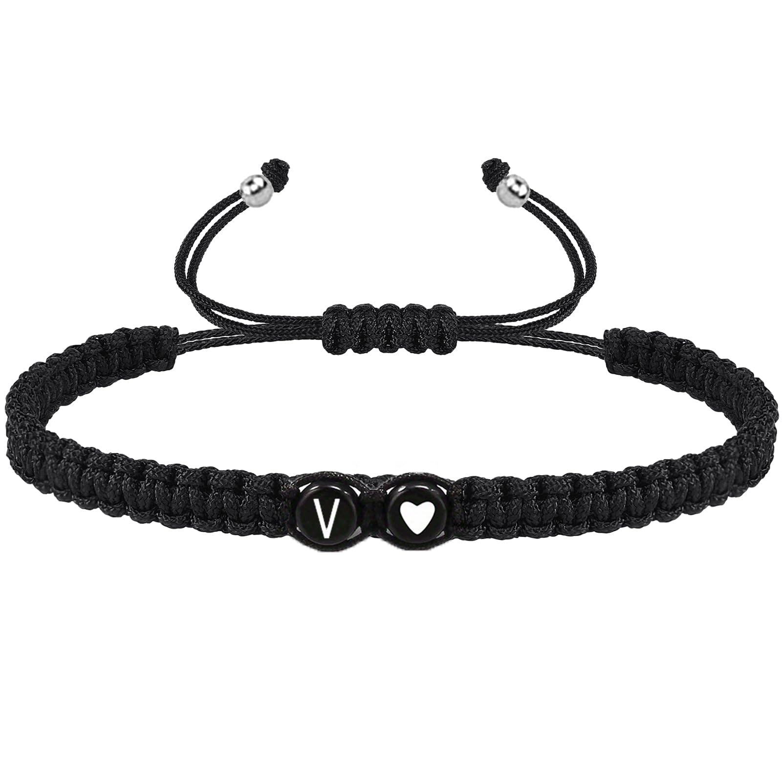 COLORFUL BLING Initial Bracelet for Women Gifts Handmade Rope Braided 26 Alphabet Letter Heart Sister Daughter Mom Mother's Day Friendship Wristband