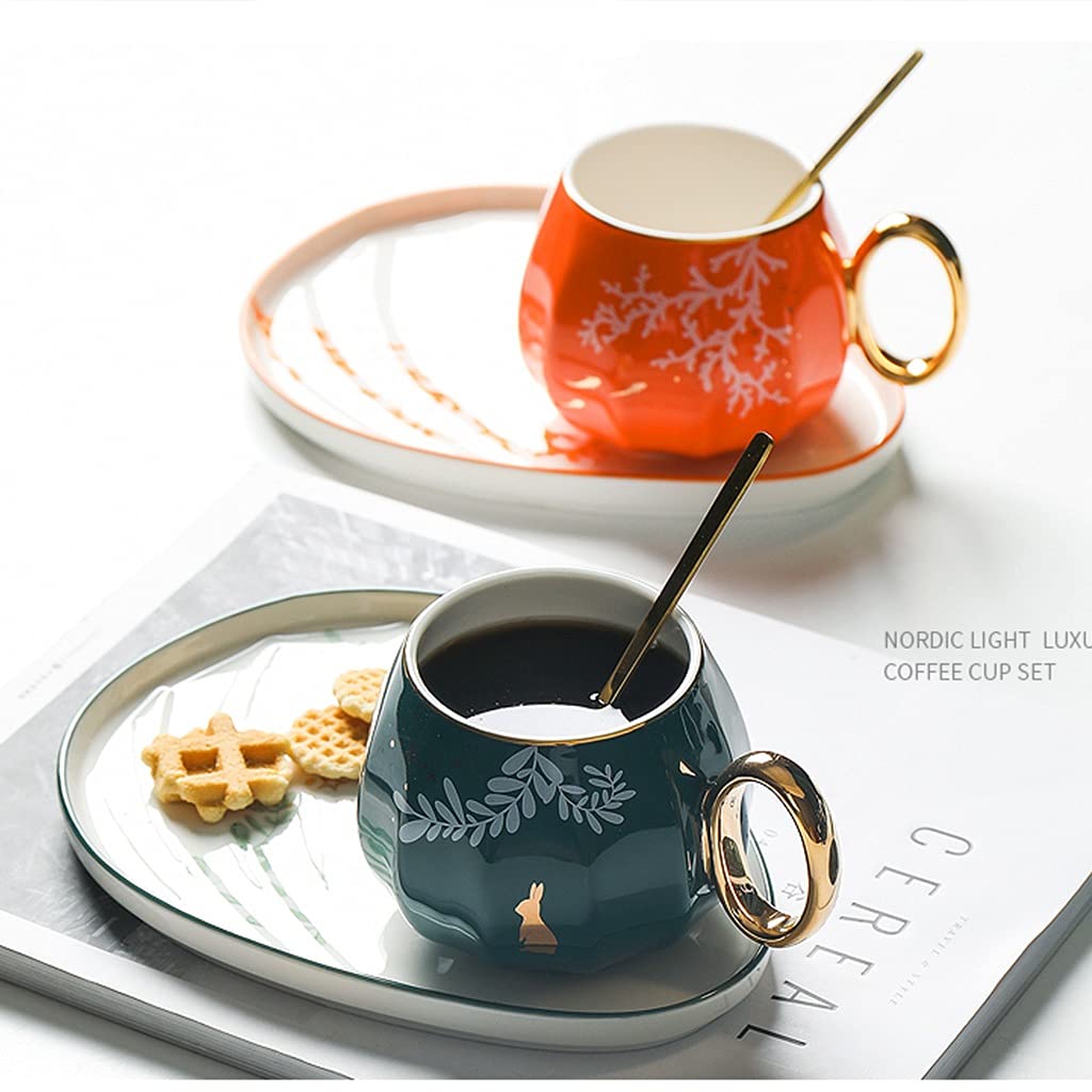 Persönliche Kaffeebecher, Porzellantassen- und Untertassen-Set, Kaffeetassen mit Geschenkbox, 380 ml for Kaffeespezialitäten, Latte, Café-Mokka und Tee, Geschenkset for Männer, Frauen, Vater, Mutter (