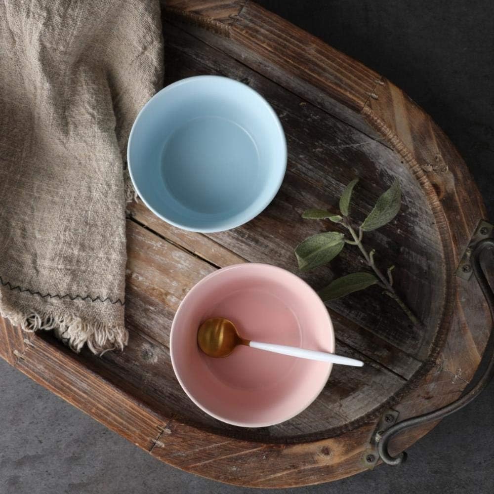 SGSG Ceramic Small Bowl Round Matte Black and White Blue Powder Simple Rice Bowl,Gray