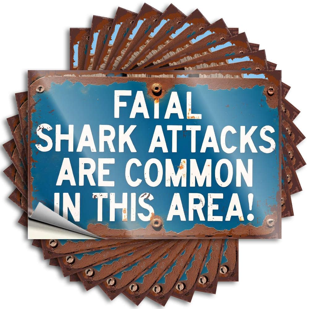 Custom, Stickers Window Fatal Shark Attacks are Common in This Area! | Gamer Vintage Decor(8X12CM)