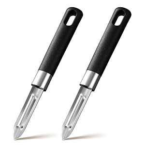 Set of 2 Vegetable Peelers Stainless Steel Blade Ergonomic Handle Potato Peeler for Fruit and Vegetables Black