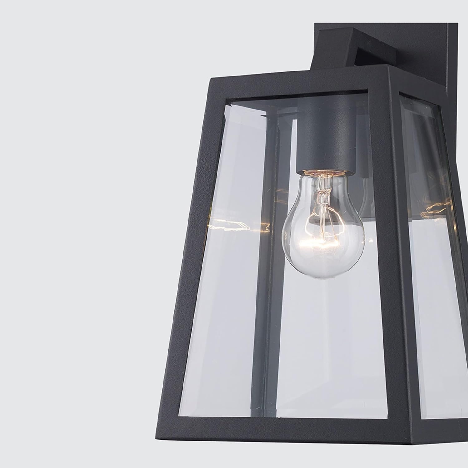 Charmelle 1-Inch Outdoor Wall Light | Black Exterior Sconce with Clear Glass | 1-Light Fixture | Uses E26 Medium Base Bulb | Wet Rated for Porch, Patio, Garage, or Entryway Lighting (12 Inch)