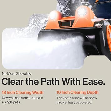 2200W Corded Snow Blower, Electric Push Snow Thrower with LED Headlights, 7.6m Throwing Distance, 45.7cm Cleaning Width, for Patio, Playground, Farm