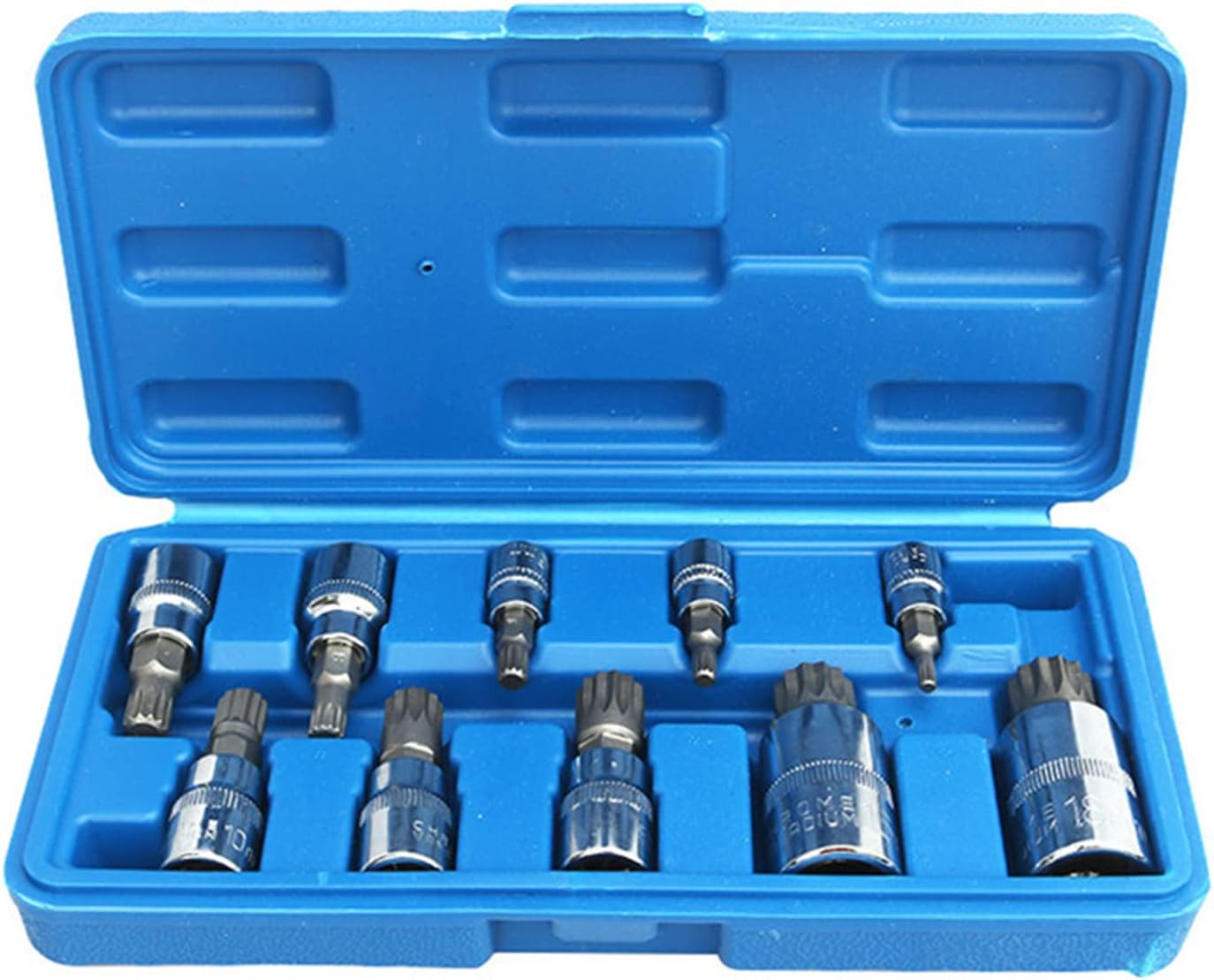 10Pcs/Box XZN Triple Square Spline Bit Socket Set 12 Point Bit Spline