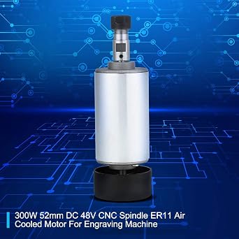 ER11 Spindle Motor,DC48V 300W 12000 RPM Brushless Spindle Motor,CNC Spindle Motor,52mm Clamps,Air Cooled Motor,DIY Engraver Accessories