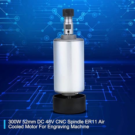 ER11 Spindle Motor,DC48V 300W 12000 RPM Brushless Spindle Motor,CNC Spindle Motor,52mm Clamps,Air Cooled Motor,DIY Engraver Accessories
