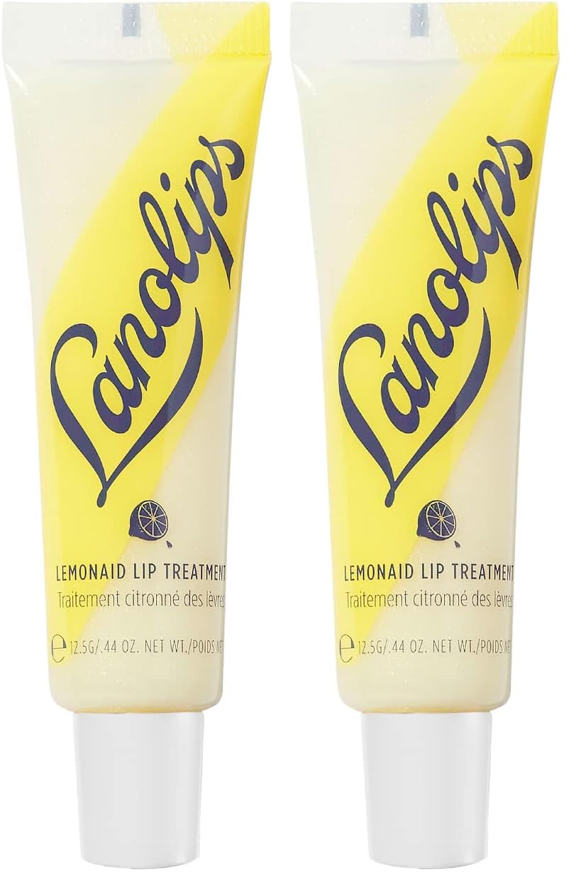 Lanolips Lemonaid Lip Treatment - Clear Lip Gloss and Exfoliant with Lanolin, Lemon Oil, Vitamin E Oil and Shimmer - Tinted Lip Balm for Dry, Cracked, Peeling Lips (12.5g / 0.42oz) (Pack of 2)