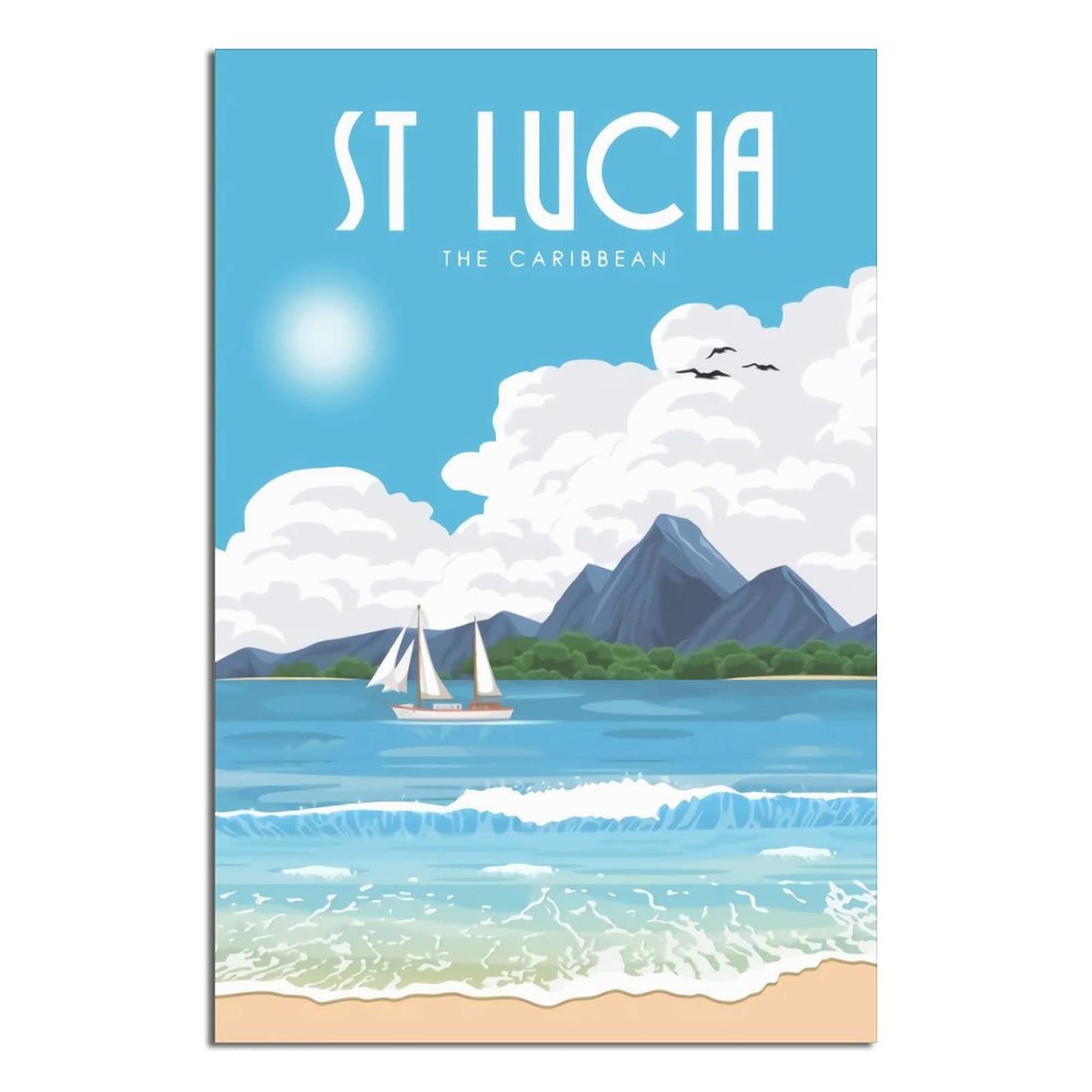 KZIWQ The Caribbean St. Lucia Metal Tin Sign Vintage Art Wall Decor Sign Home Kitchen Bar Patio Cave Funny Decoration 30x30cm
