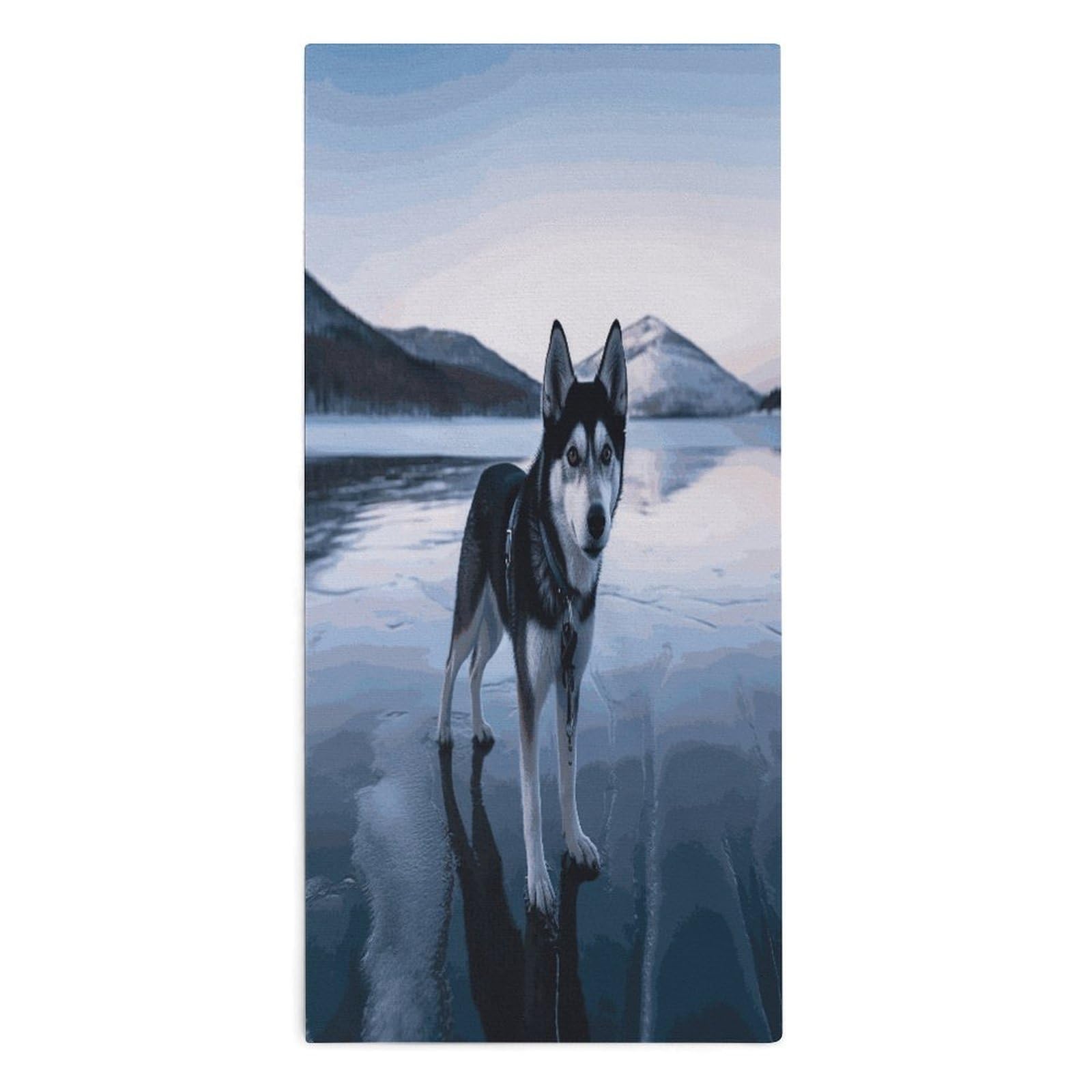 Btcowzrv Style Husky Dog On A Frozen Lake Bath Towel Beach Towels Shower Towel
