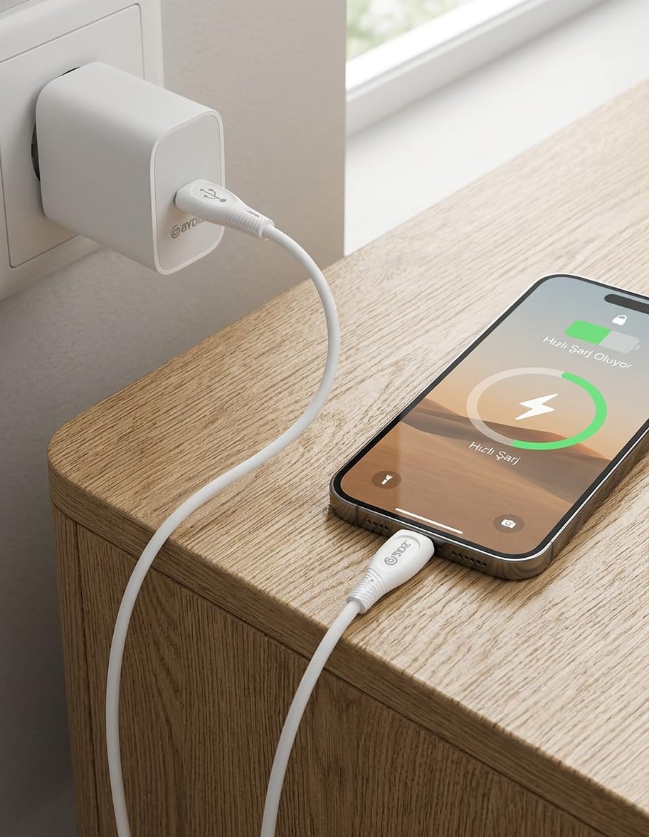 ByDiz iPhone USB-C to Lightning Hızlı Şarj Kablosu Type-C PD Destekli 14/13/12/11 Pro Max Xs Max XR X AirPods Pro Uyumlu - Yeni Nesil Akıllı Çip (iOS Uyumlu)