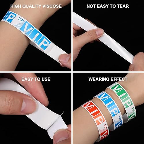 Miniatura 3 de Paquete de 700 pulseras VIP para eventos, de colores neón, para fiestas, eventos deportivos, conciertos, fiestas temáticas, parques de atracciones,