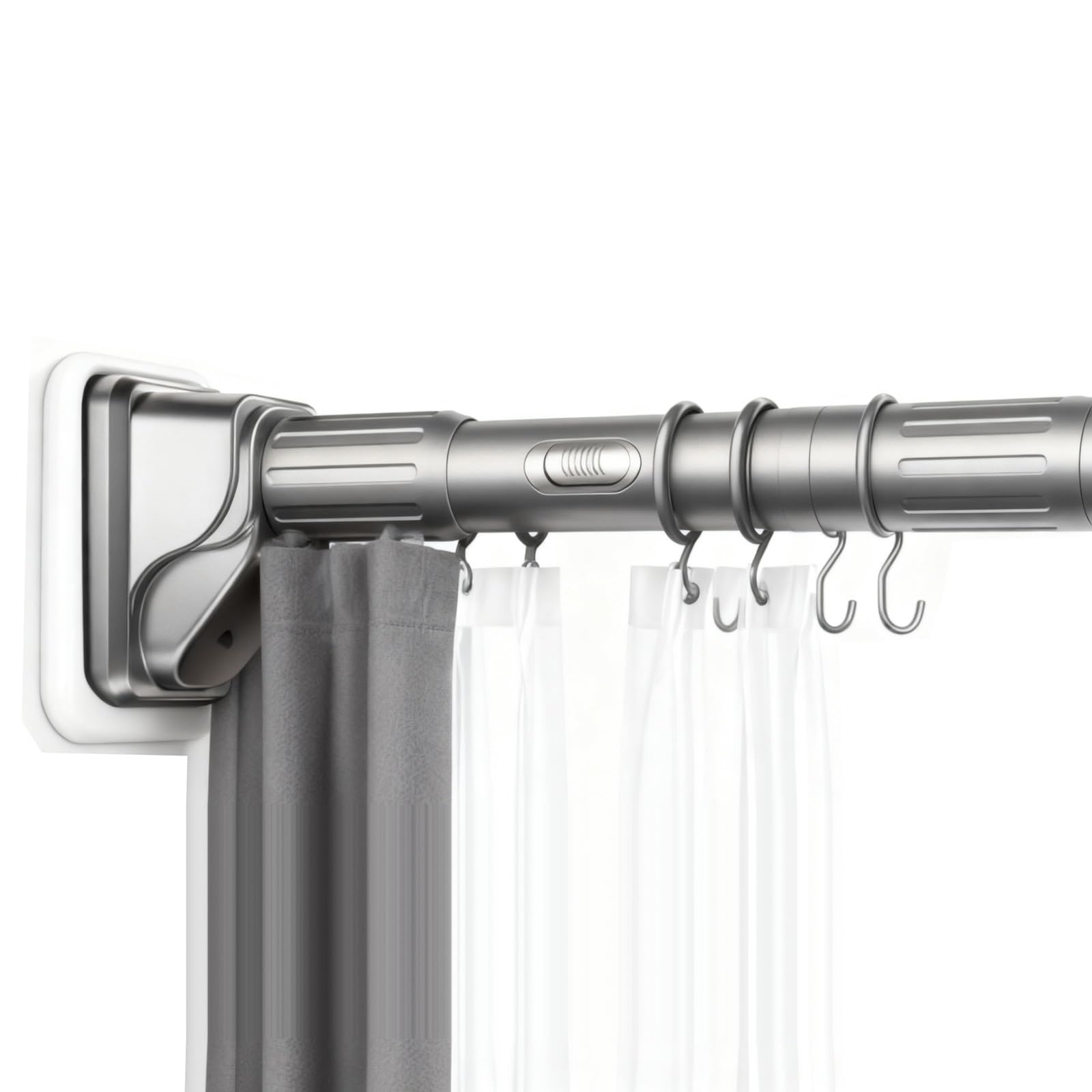 GLDYTVF Adjustable Curtain Rods Telescopic Stainless Steel Tension Rods for Bathroom Bathtub Wardrobe No Drilling Required (Black 420 490cm)
