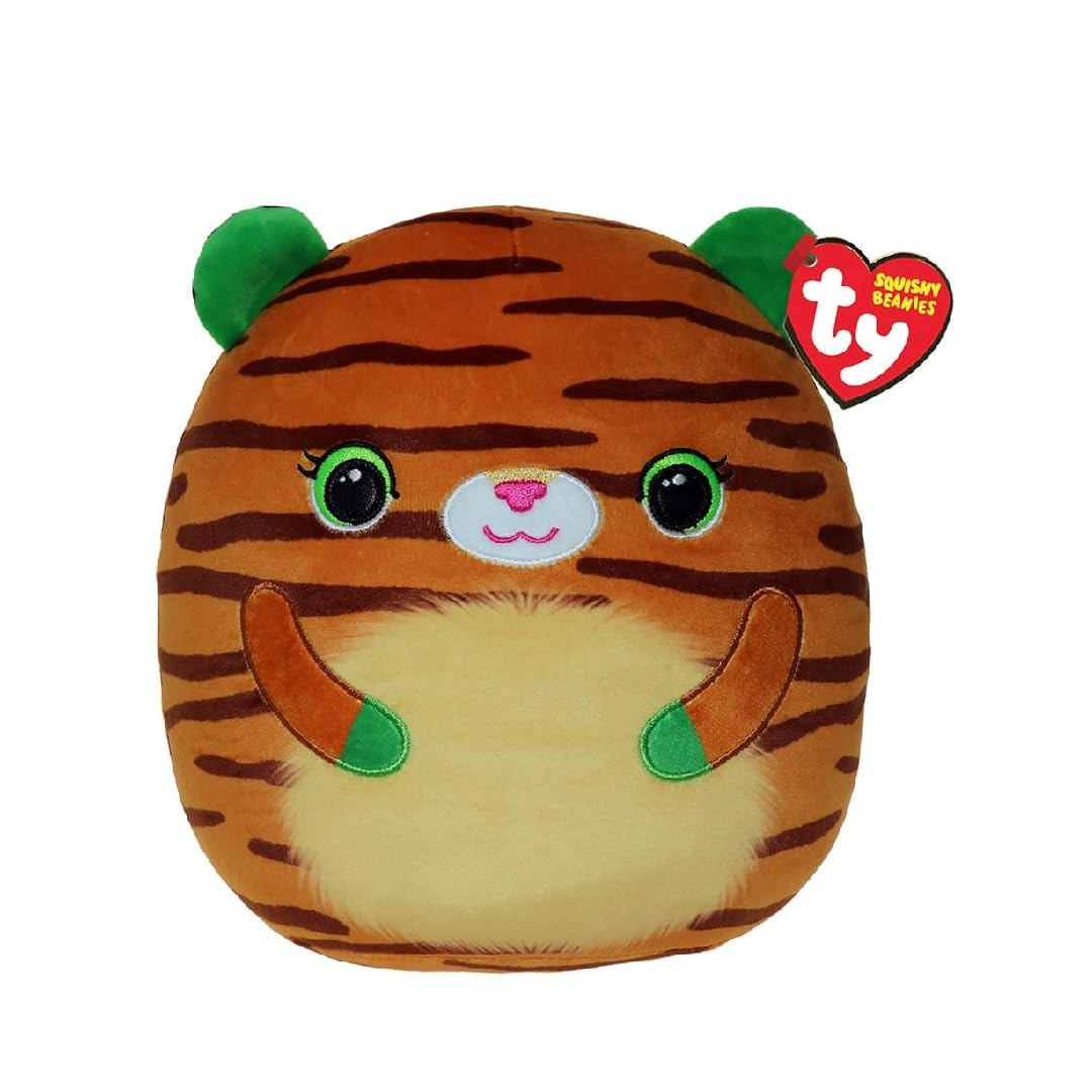 TY Tiggy Tiger Squishy Beanie 10” - Soft Plush Toy - Collectible Stuffed Teddy for Kids - Cuddly Plushies for Play & Display