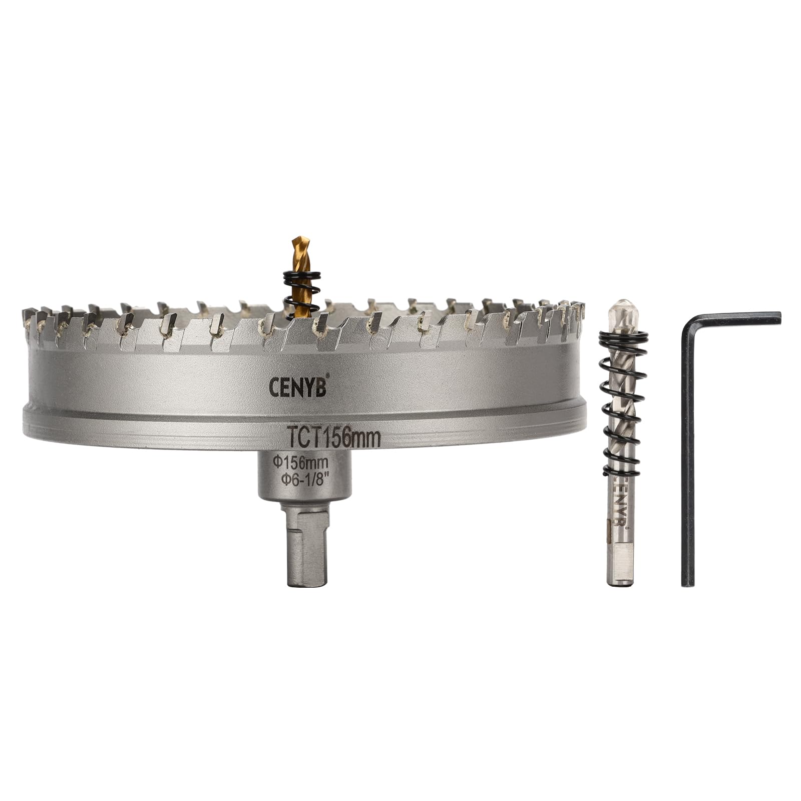 2-1/8" (54mm) Tungsten Carbide Tipped Hole Saw with 2Pcs Titanium-Plated Pilot Drill Bits for Metal, Steel, Iron, Wood, Plastic — view 8