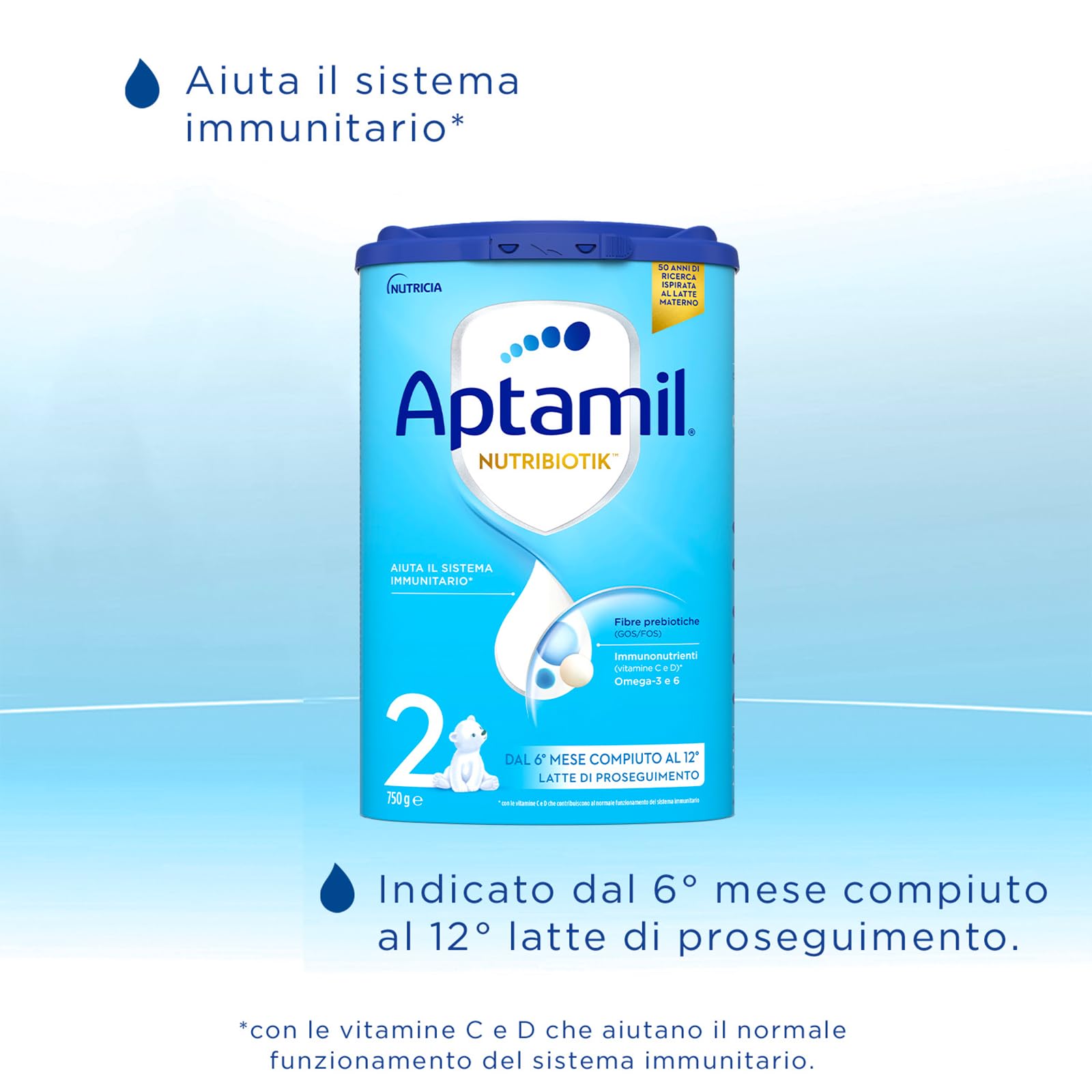 APTAMIL 2 - Latte di Proseguimento in Polvere per Neonati dal 6° mese compiuto al 12° - 4 Confezioni da 750 g