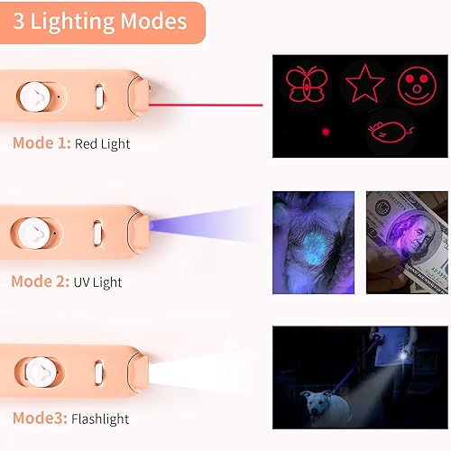 Miniatura 4 de Juguetes láser para gatos, puntero láser 2 en 1, juguetes internativos para gatos de interior, juguete de varita para gatos de 3+5 modos de luz,