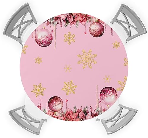 Mantel redondo ajustable con diseño de copos de nieve, de Navidad, impermeable, para interiores y exteriores, para cenas, fiestas y duchas, diseño Mantel redondo ajustable con diseño de copos de nieve, de Navidad, impermeable, para interiores y exteriores, para cenas, fiestas y duchas, diseño