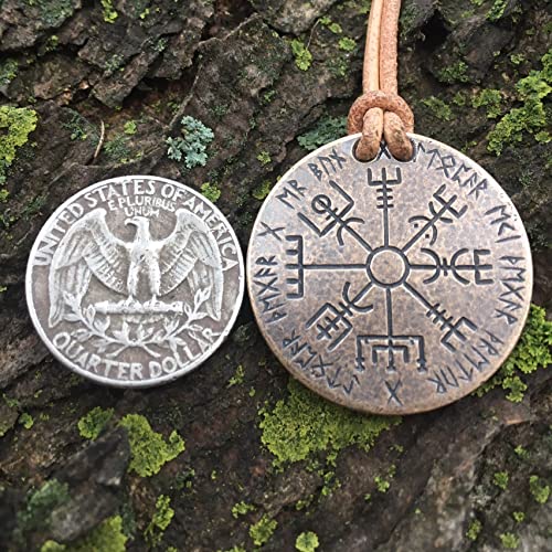 Shire Post Mint Vegvisir Norse Compass Necklace On Leather Cord #TOP5