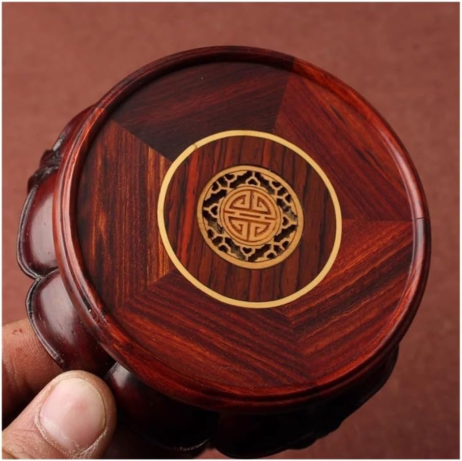 Vase Stand Circular Mahogany Stool Display Pedestal, Flower Pot Bonsai Teapot Decoration Bracket(Small)