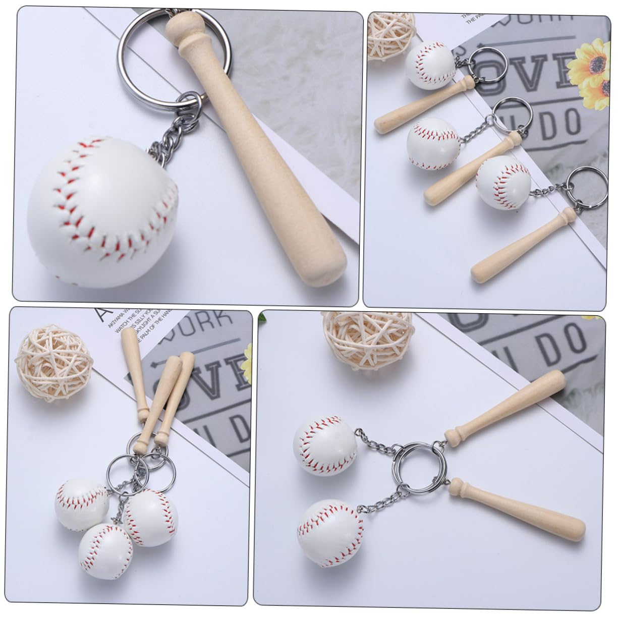Beavorty 16pezzi Portachiavi Forma di Mazza da Baseball Ciondolo Souvenir per Feste Tema Sportivo Portachiavi per Borsa e Donna