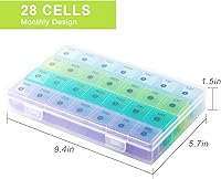 Vista 6 de DANYING XL Organizador Mensual de Píldoras 1 Vez al Día con Estuche a Prueba de Polvo, Estuche de Píldoras Extra Grande de 4 Semanas 1 Vez al Día