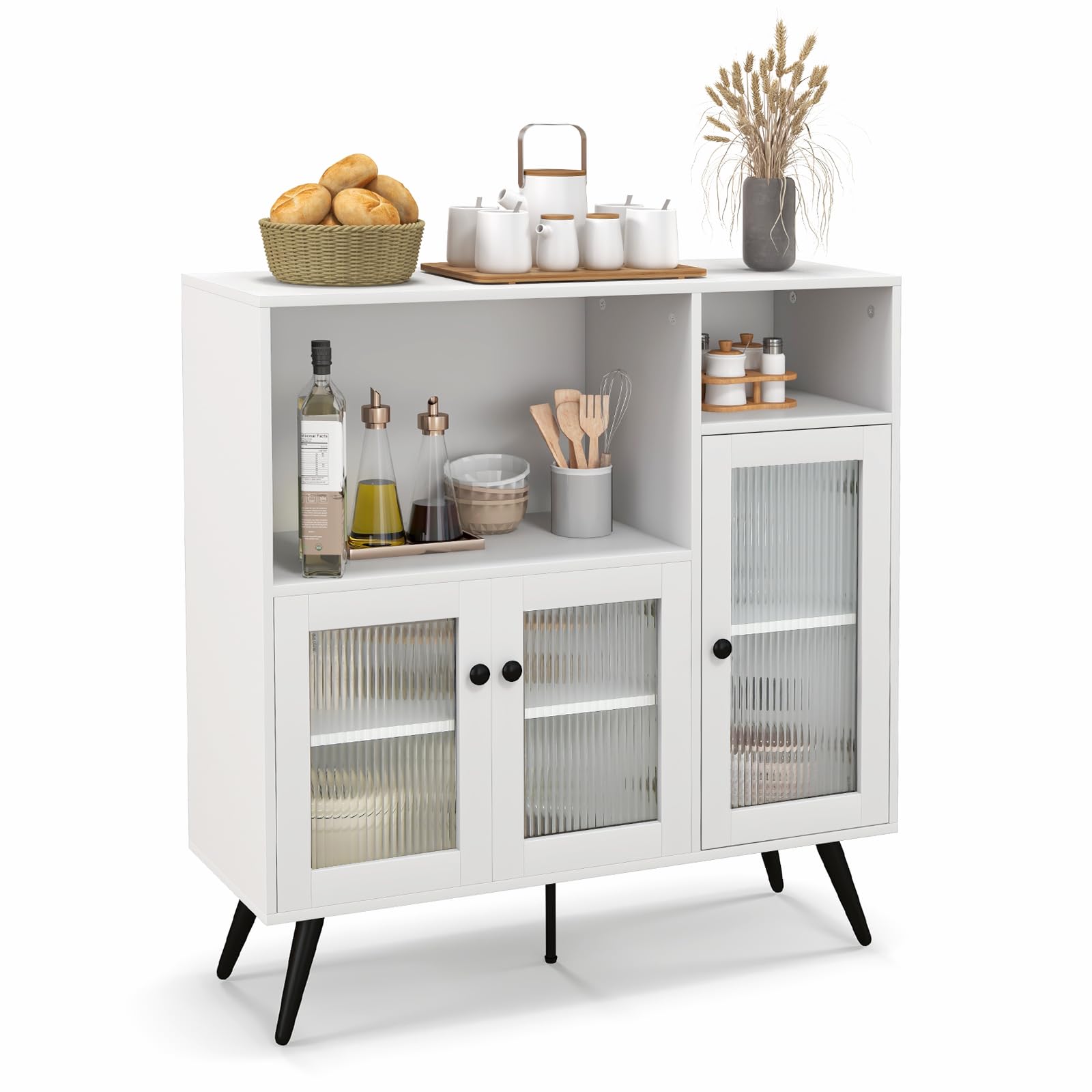 Hygge Interiors Carmel Glazen Opbergkast 160 cm Hoge Poten