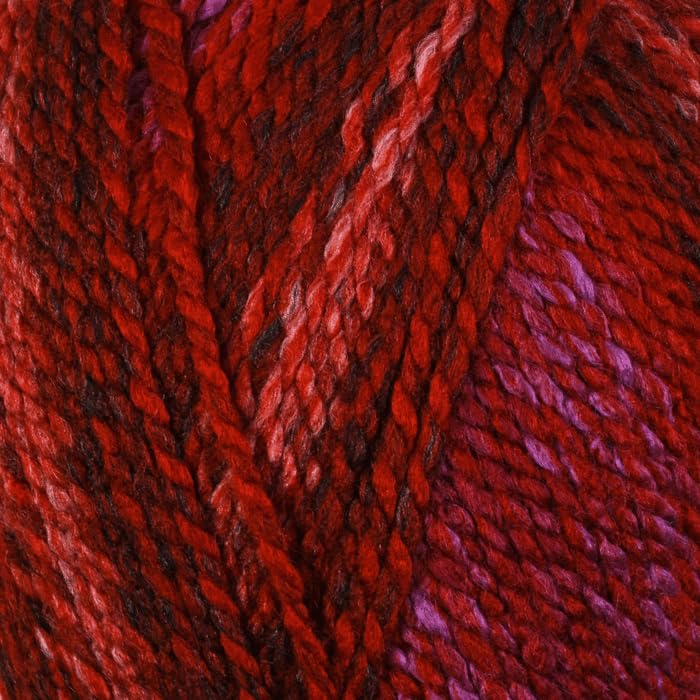 WoolCraft Pebble Chunky Knitting & Crochet Yarn, Great Value Yarn with 36 Colour Combinations in The Range, 100% Acrylic, 320 Metres, 200g Balls, Pack of 3, Red