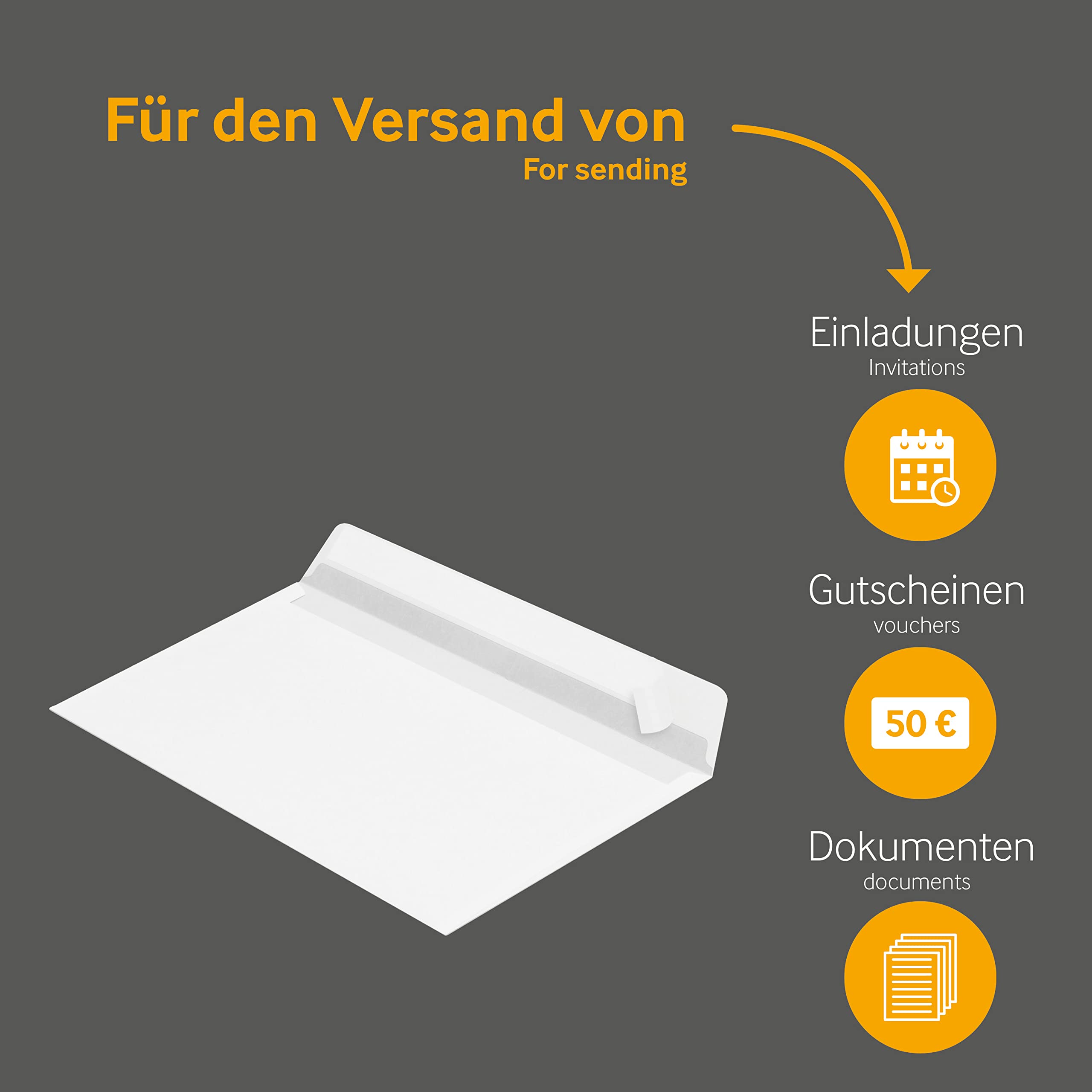 1000 Stück, Briefumschläge, 125 x 235 mm (Kompakt), Haftklebung, Gerade Klappe, 80 g/qm Offset, Ohne Fenster, Weiß, Blanke Briefhüllen
