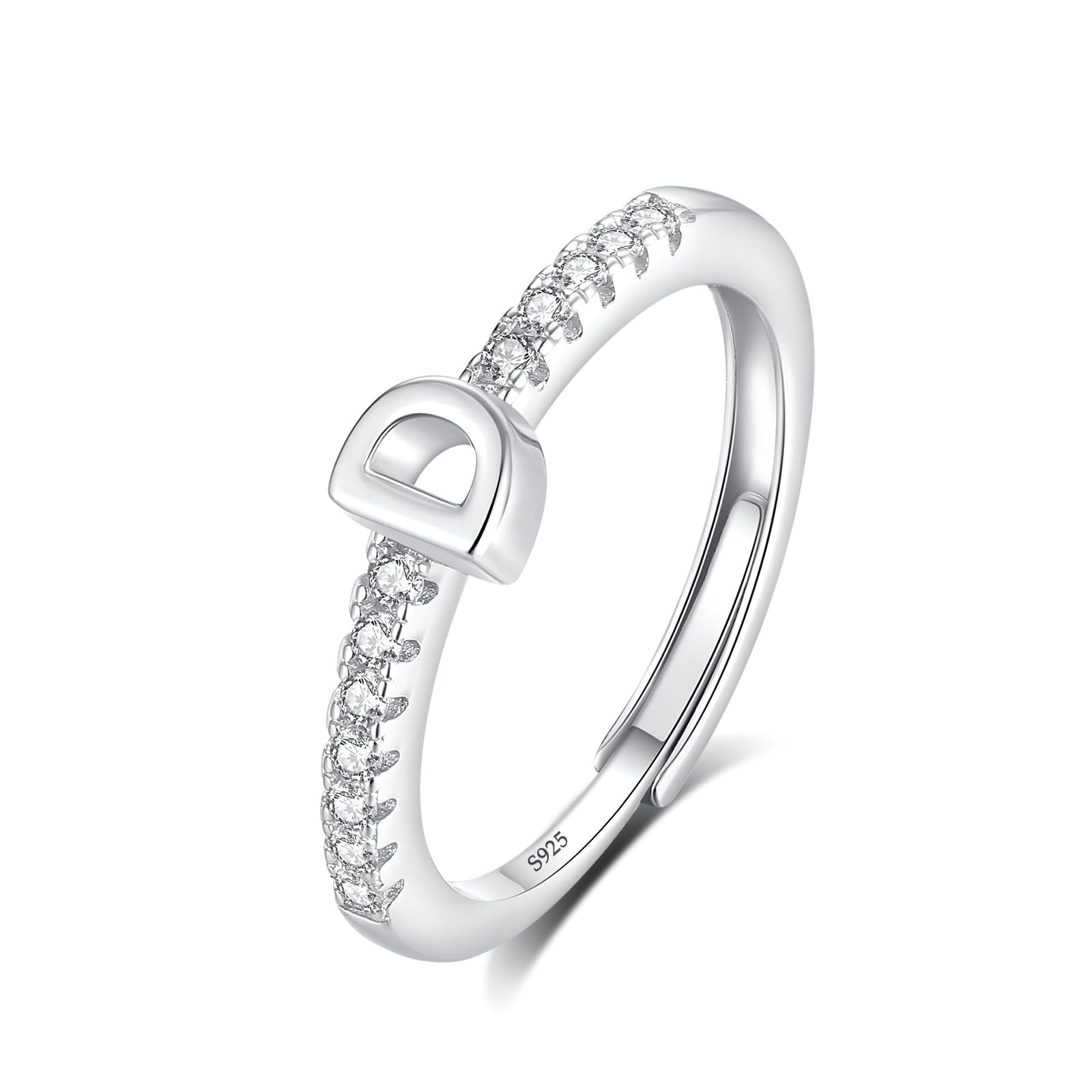 INFUSEU Anello Con Iniziale, Argento 925 Anelli Donna Regolabili A-z Lettera Captiale Impilabili Personalizzato Nome Gioielli Regalo Di Mamma Donna