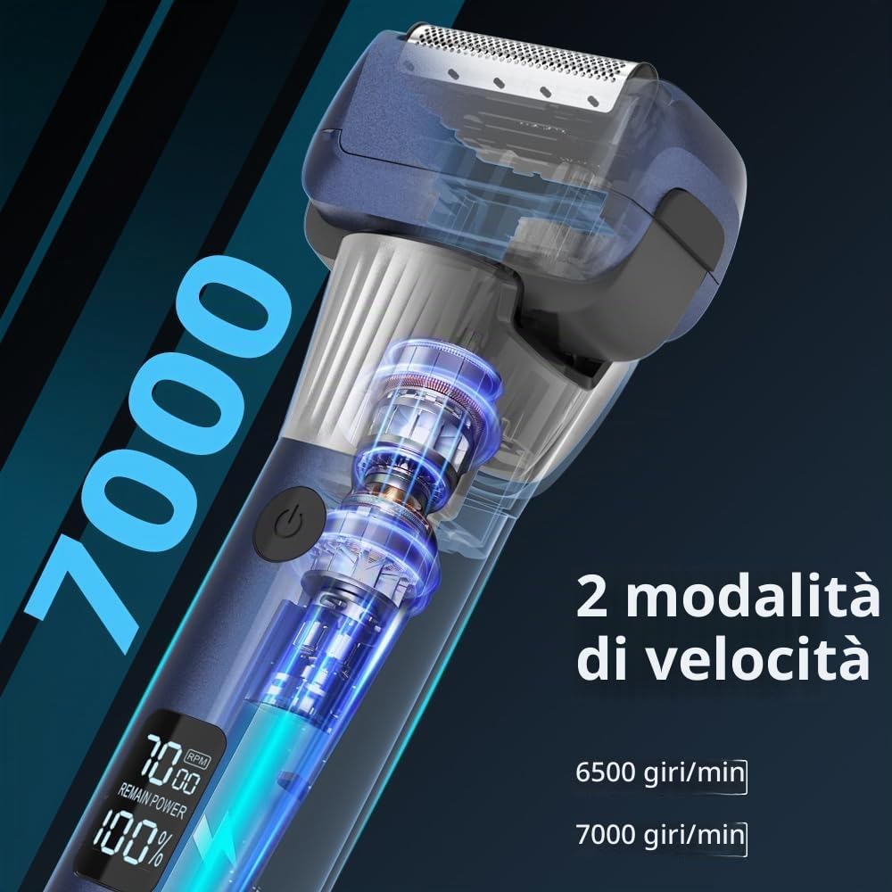 Amurhey Rasoio Elettrico Barba con 5 Lame Pro, Rasoio Elettrico Wet & Dry 100 Minuti Di Autonomia, Rasoio Barba con Trimmer pop-up e Custodia da Viaggio, Ricaricabile, Regalo uomo