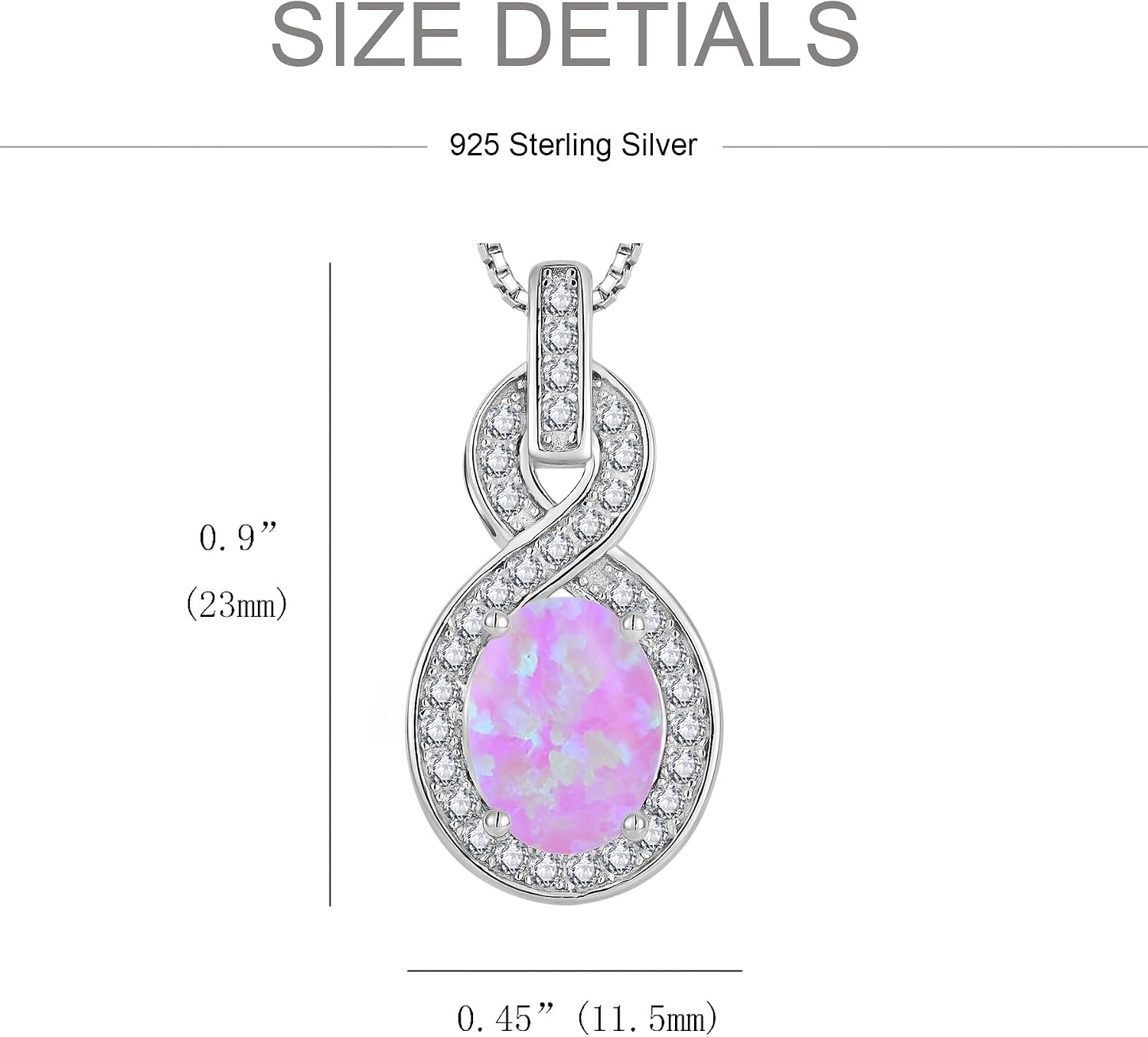 Created Fire Opal Necklace 925 Sterling Silver Pendant with Chain with 5A Cubic Zirconia Jewelry for Women