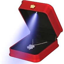 KUKUVR Necklace Pendant Gift Box with LED Light Red | Jewelry Storage Display Case, for Wedding Engagement Birthday, for Women