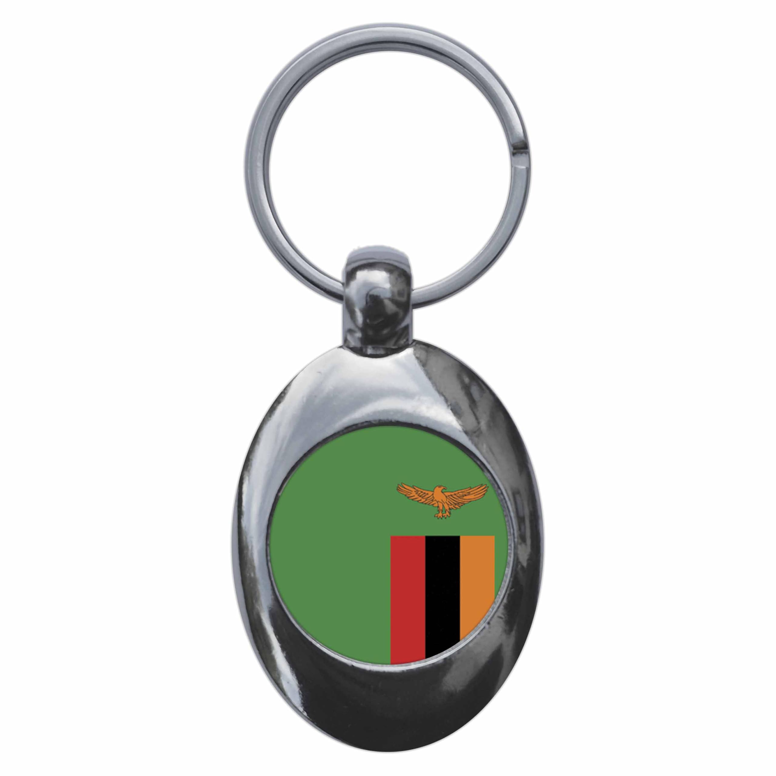 Ozorath Zambia National Flag Keyring Keychain Key Ring Chain With Trolley Coin