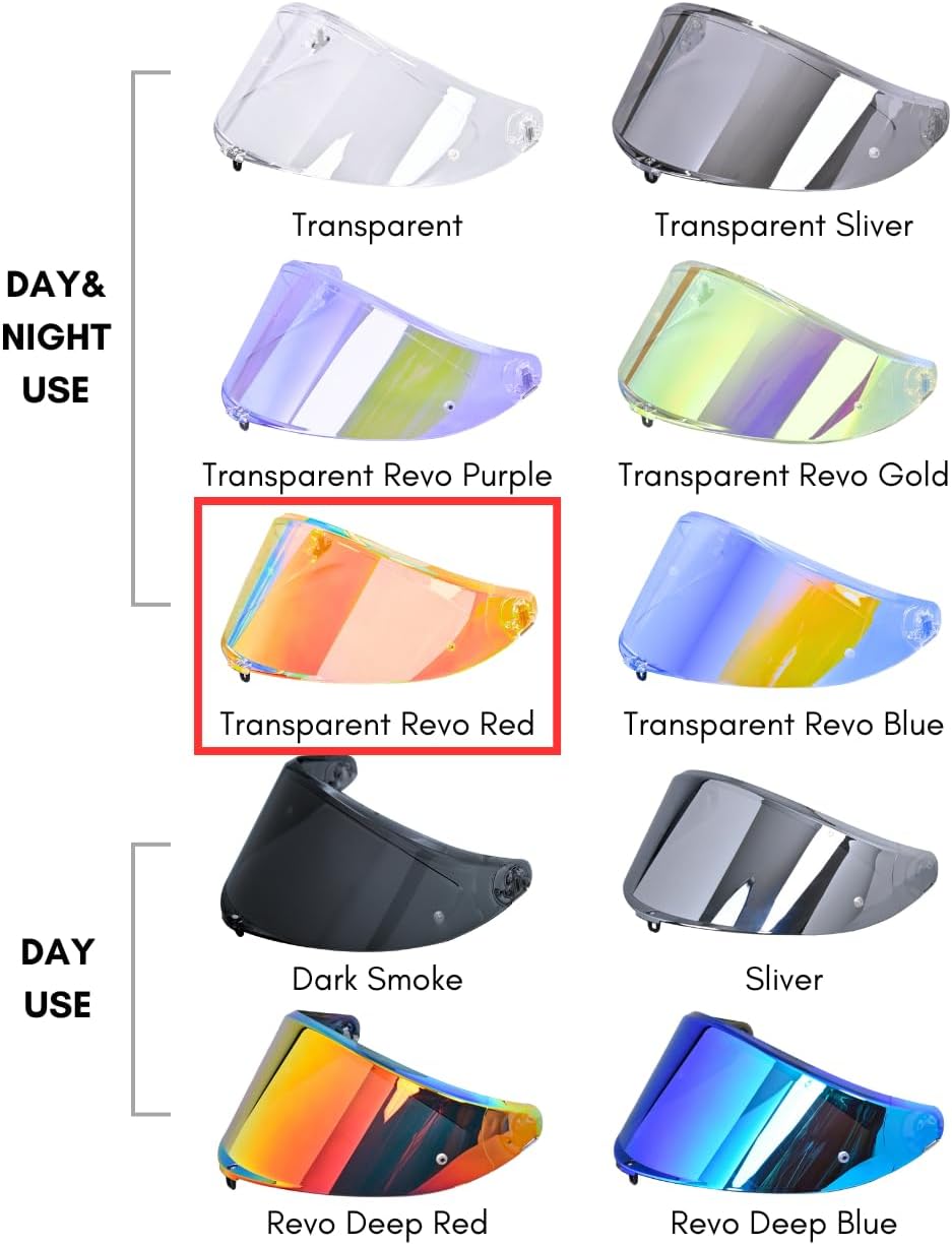 Compatible With K6S Visor K6 Face Shield Replacement Tinted Visor Helmet Accessories (Transparent Revo Red)
