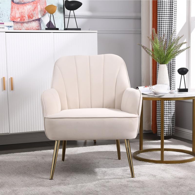 Silla decorativa con patas de metal dorado, sillón tapizado de terciopelo, moderno y cómodo de mediados de siglo, sillas de club para sala de estar,