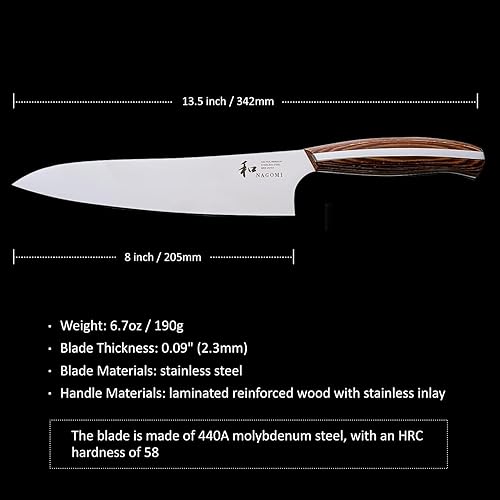 Vista 24 de NAGOMI ] Cuchillo multiusos de 7 pulgadas para carne, pescado y verduras Cuchillo de cocina japonés SANTOKU de calidad profesional con mango