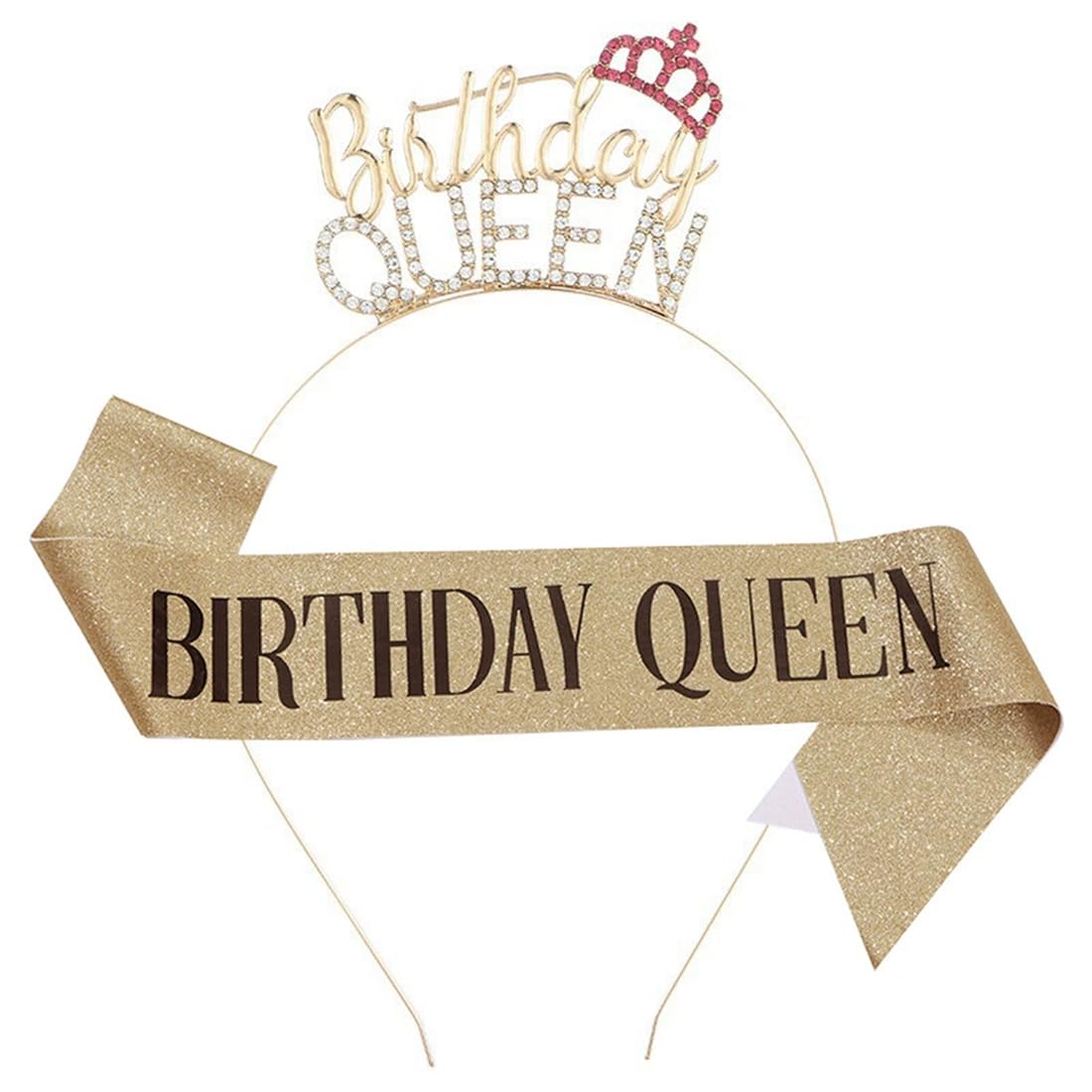 Birthday Girl Tiara Mit Schärpe – Glitzer Krone & 'Birthday Queen' Schärpe, Für Geburtstagsfeiern