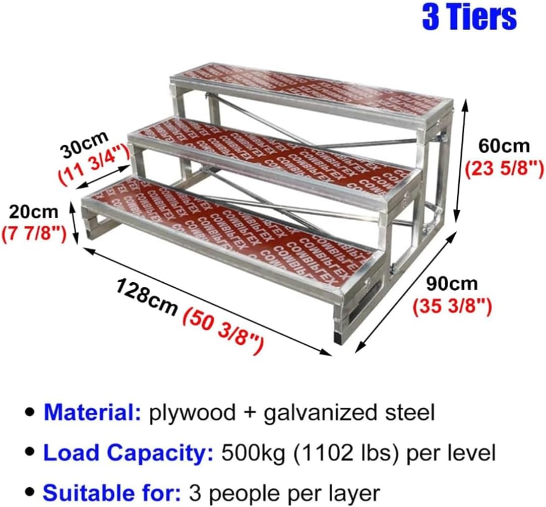Adjustable 3-Tier Choir Risers - Portable Anti-Slip Platform for Schools, Churches & Group Performances - Sturdy Step Stairs for Choir Practice & Events, Ideal for Music Groups