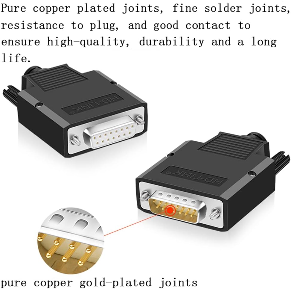 10PCS DB15 Solderless Connector, RS232 D-SUB Serial to 15-pin Port 16mm Thinner Terminal Female Adapter Breakout Board with Case Long Bolts Nuts