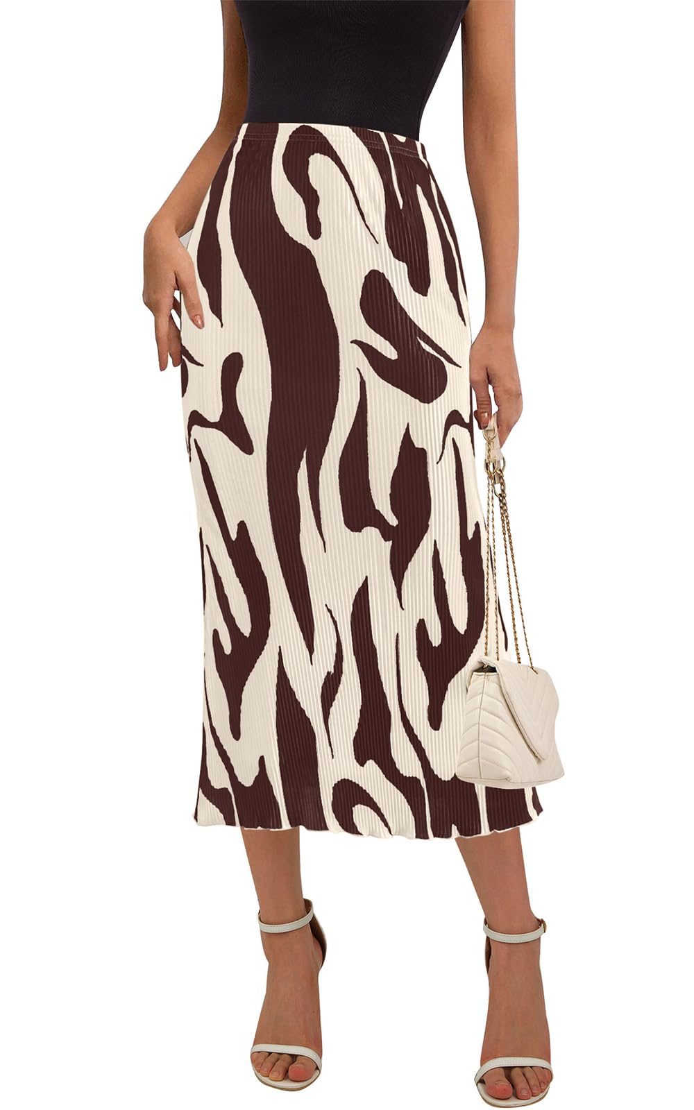 PRETTYGARDENWomen's 2025 Summer High Waist Graphic Print A Line Pleated Long Skirts for Women Trendy Plisse Midi Skirt