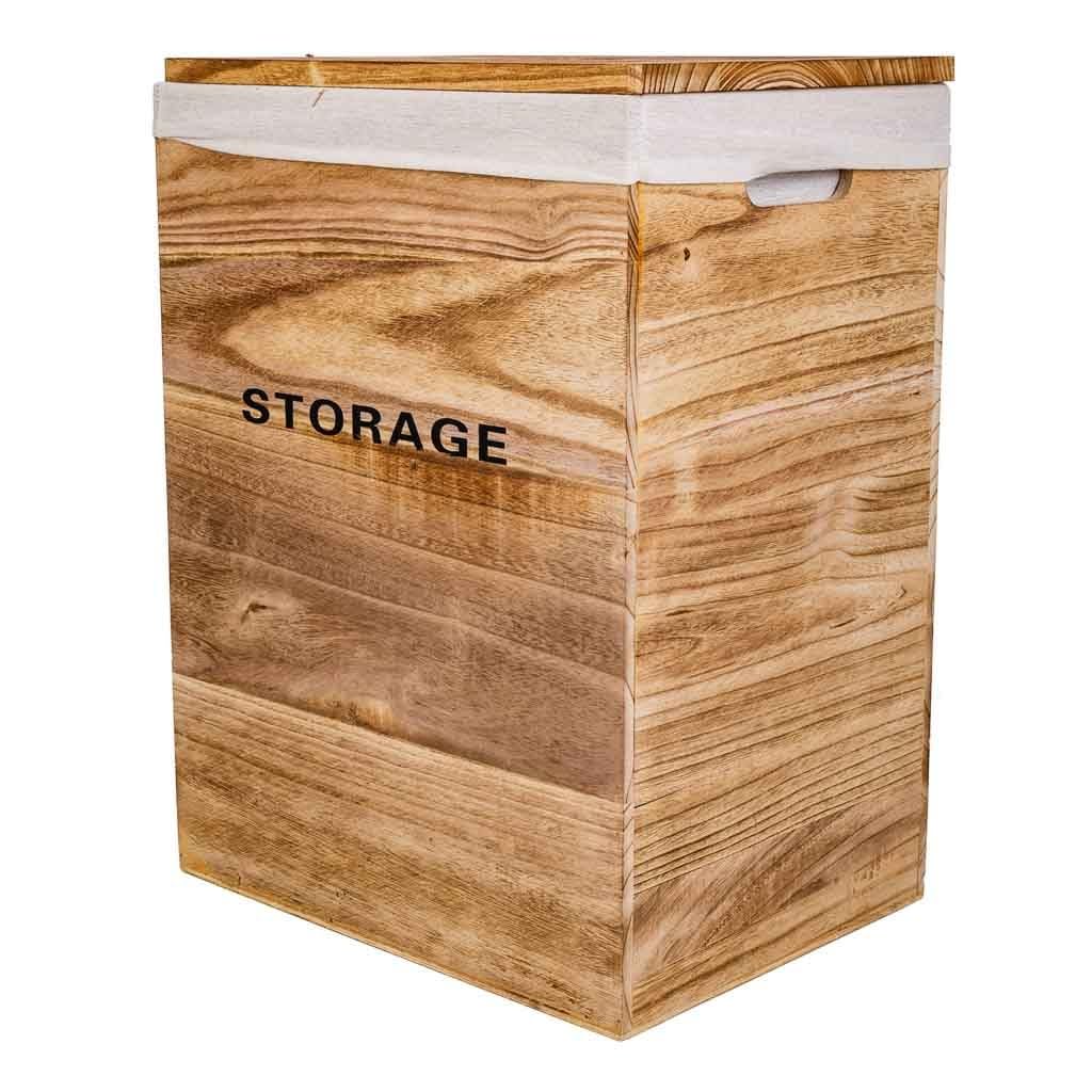 WANDERLUST DECO Cestos Ropa de Madera Set 2 pzas 40x30x54-34x26x47