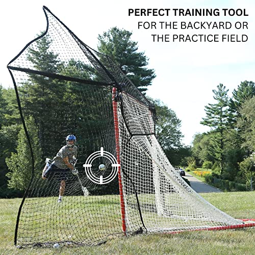 SmartBackstop for Lacrosse, Practice Smart®. Attaches Directly to Goal & Folds Away When not in use, 14 x 10 ft of Durable net Coverage, fits All Round & Square Corner Regulation 6 x 6 Goals.