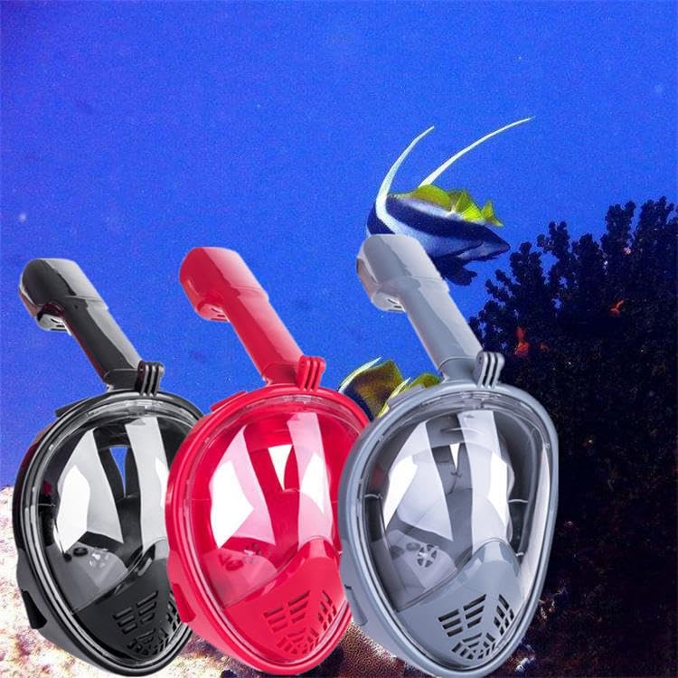 Image of VBM Full Face Snorkeling Mask Diving Gear - Dry Top System,180 Degree Panoramic View Snorkeling Mask with Camera Mount,Safe Breathing,Anti-Leak Anti-Fog-Swim Fins (Gray - S /M)