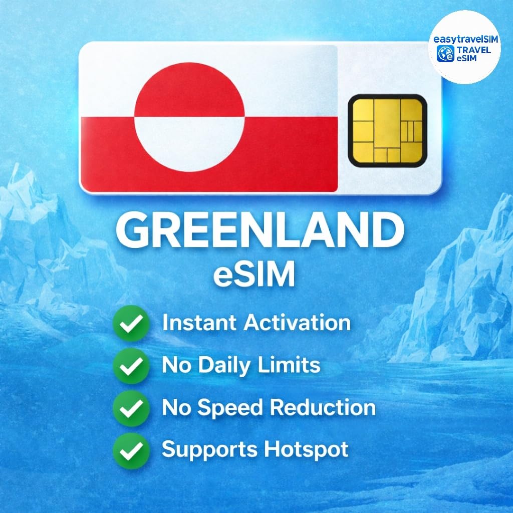 Greenland eSIM High Speed Data Supports Hotspot 30 Days 3-20GB Email Delivery (10GB for 30 Days)