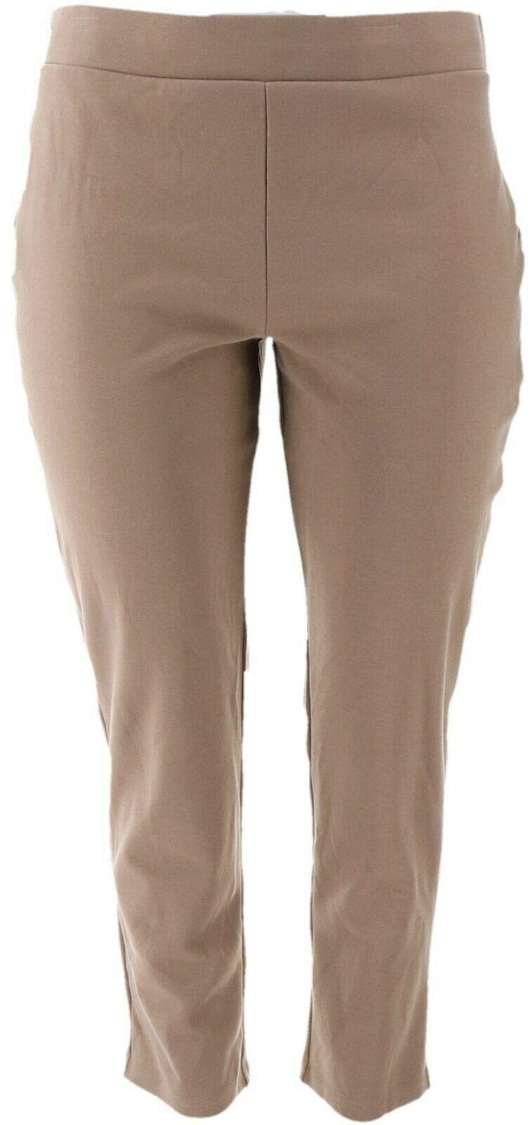 Isaac Mizrahi Petite Essentials Pull-On Ankle Pants Mocha PXL NEW A349956