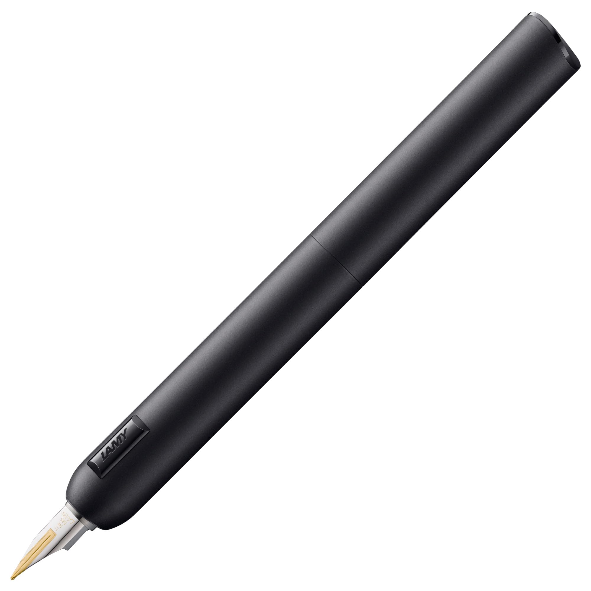 Lamy dialog cc all black Füller - kappenloser Füllhalter mit Drehmechanismus -14 kt. Bicolor-Goldfeder, partiell platiniert & in Strichbreite B –Tintenpatrone T 10 blau & Konverter Z 27 –Rechtshänder