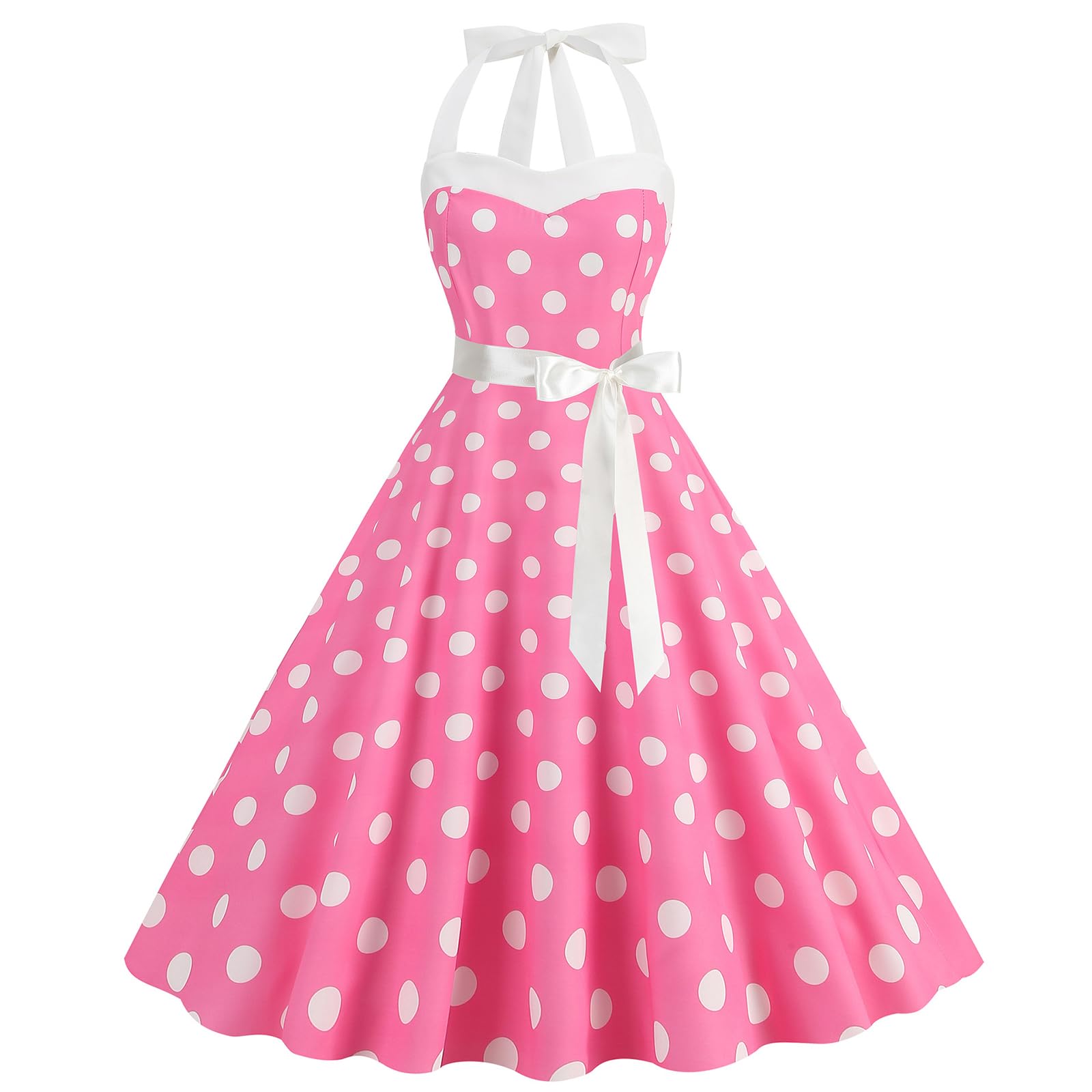 maxToonrain Robe de soirée vintage années 50 pour femme - Motif à pois - Style années 50 - Pour adultes