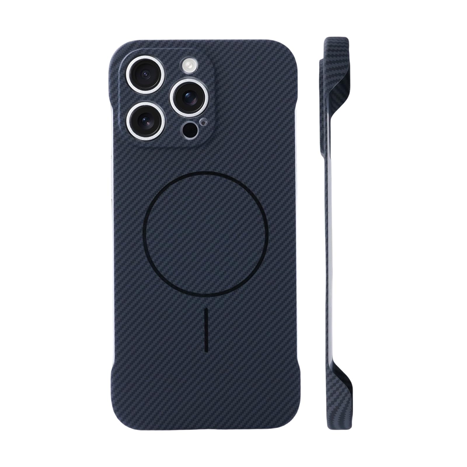 Coque IPhone 16/17 Pro/Max - Carbone Métal Magnétique Avec Support