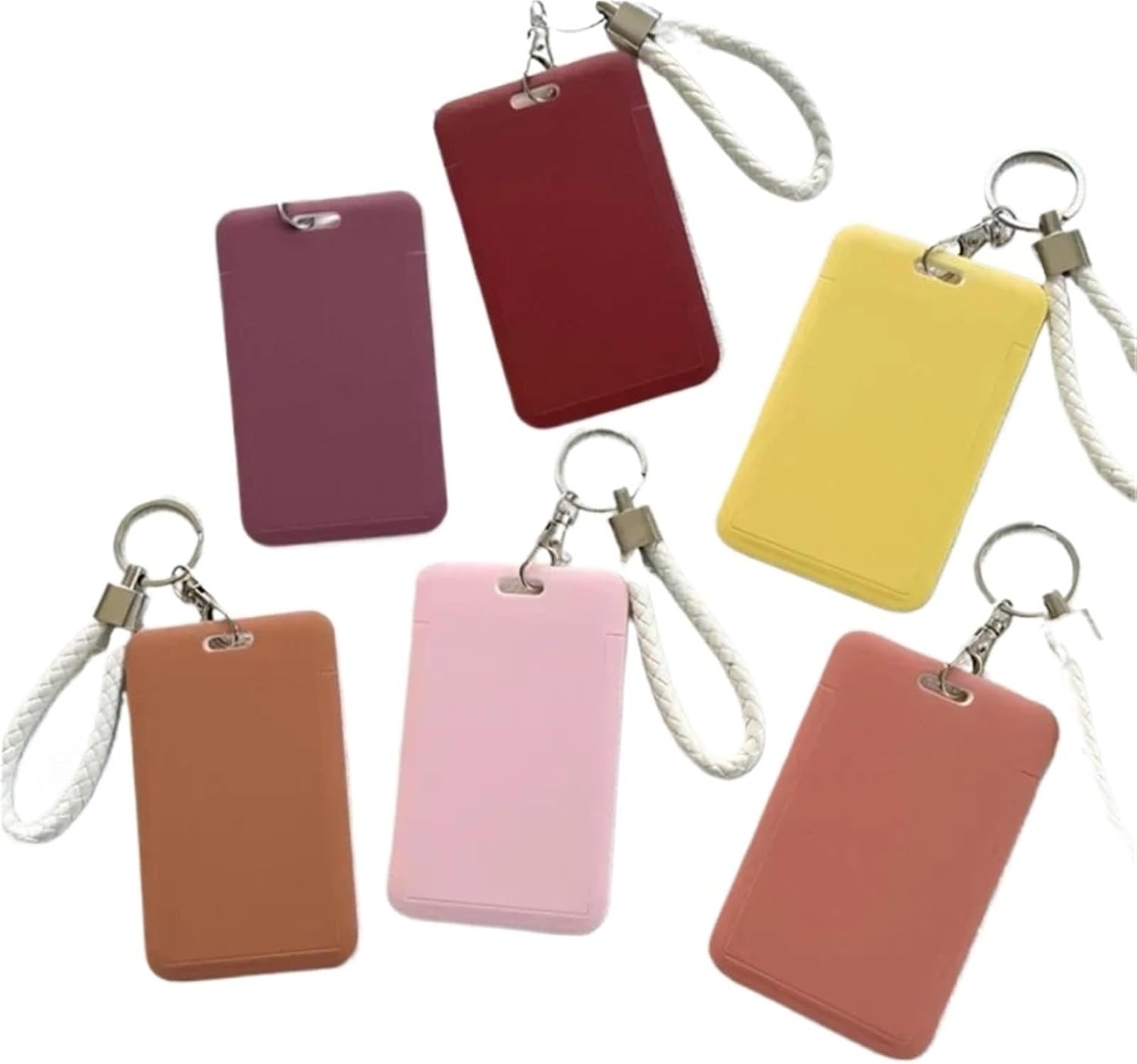 Id Card Holder 12pcs ID Card Protective Cover Cases Access Door Credit Holder Bag Set Key Chain for Office School Travel(Pink)